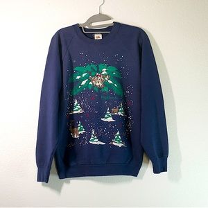 90s Vintage Smoky Mountains Christmas Sweatshirt Made by Fruit of the Loom